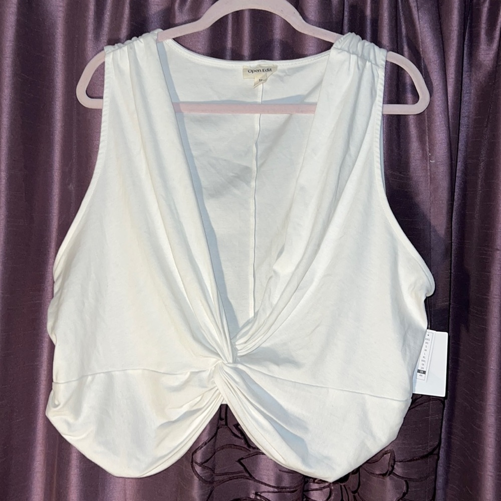Open Edit White Twist Front Top Plus Size New With Tags